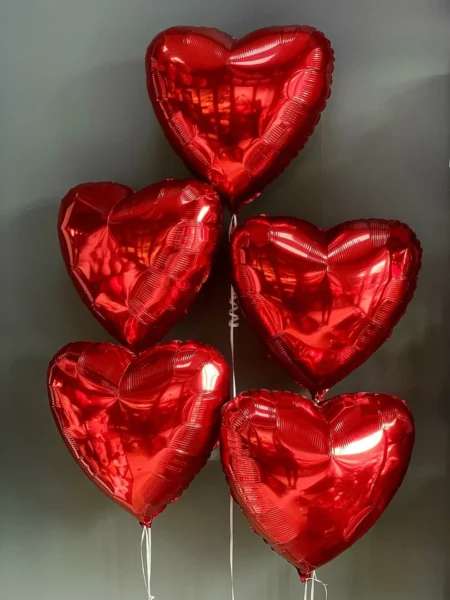 Сет из 5 шаров "Красное сердце" 45 см