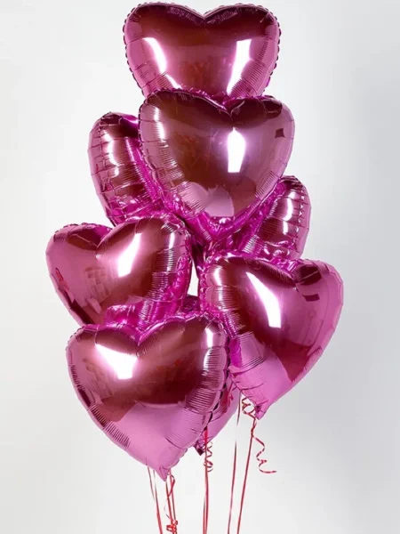 Сет из 9 шаров "Розовое сердце" 45 см