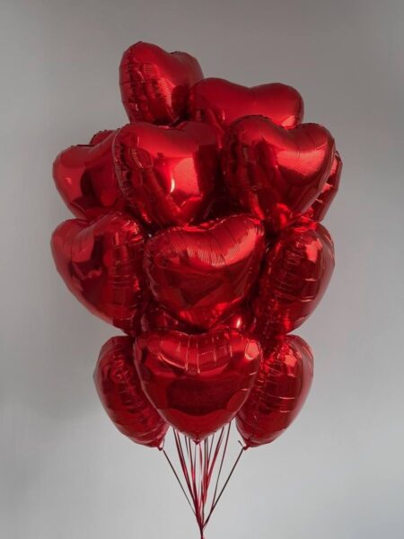 Сет из 15 шаров "Красное сердце" 45 см